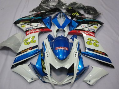 22 Blanc & Bleu 07-08 GSXR 1000 Carénage Moto