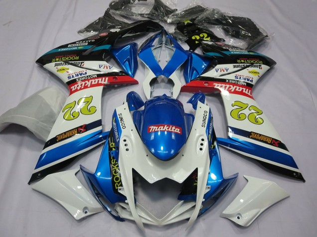 22 Blanc & Bleu 07-08 GSXR 1000 Carénage Moto 22 Blanc & Bleu 07-08 GSXR 1000 Carénage Moto