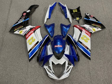 22 Rockstar Blanc & Bleu 11-24 GSXR 600-750 Carénage Moto