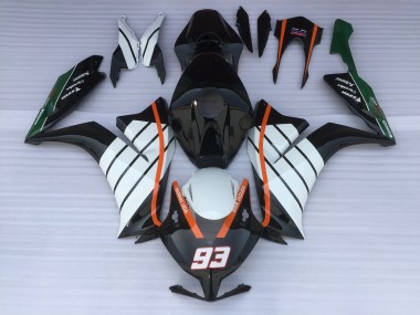 93 Baracuda Blanc & Noir 12-16 CBR1000RR Carénage Moto