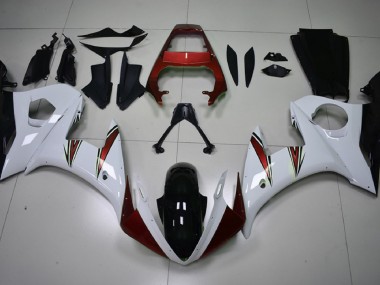 Accents Blanc Brillant & Rouge 03-04 R6 Carénage Moto