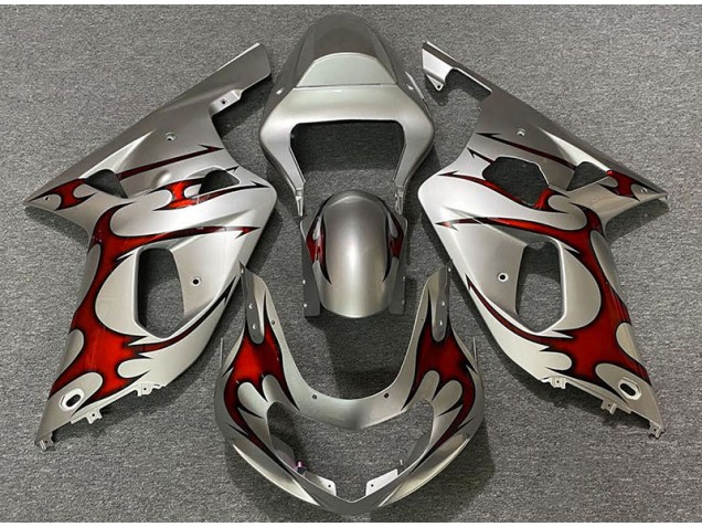 Argent Brillant & Rouge 01-03 GSXR 600-750 Carénage Moto Argent Brillant & Rouge 01-03 GSXR 600-750 Carénage Moto