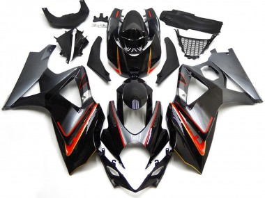 Argent & Noir Avec Rouge 07-08 GSXR 1000 Carénage Moto