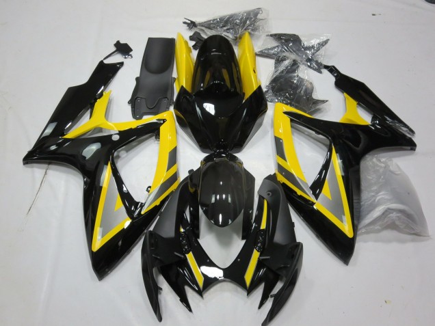 Argent & Noir Jaune 06-07 GSXR 600-750 Carénage Moto Argent & Noir Jaune 06-07 GSXR 600-750 Carénage Moto