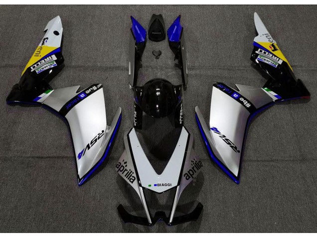 Argent Pirelli & Bleu 10-15 RSV4 1000 Carénage Moto Argent Pirelli & Bleu 10-15 RSV4 1000 Carénage Moto