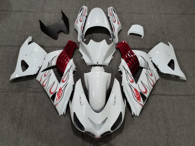 Bianco Rosso Fiamma 06-11 ZX14R Carénage Moto Bianco Rosso Fiamma 06-11 ZX14R Carénage Moto