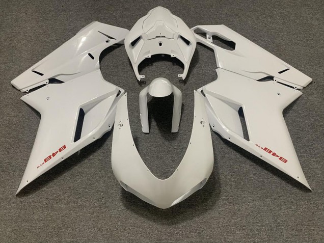 Blanc Brillant 07-14 Ducati 848 1098 1198 Carénage Moto Blanc Brillant 07-14 Ducati 848 1098 1198 Carénage Moto
