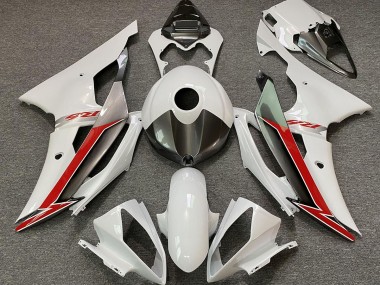 Blanc Brillant Argent & Rouge 08-16 R6 Carénage Moto