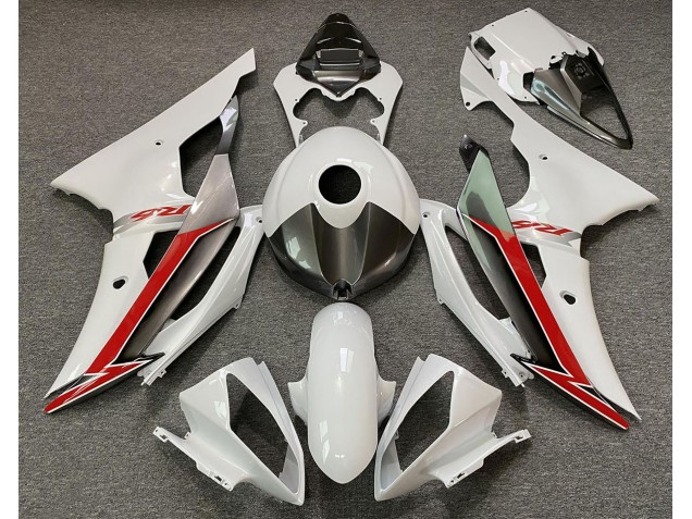Blanc Brillant Argent & Rouge 08-16 R6 Carénage Moto Blanc Brillant Argent & Rouge 08-16 R6 Carénage Moto