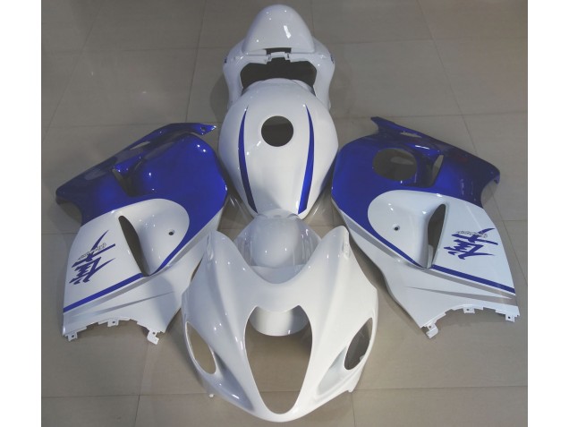 Blanc Brillant & Bleu Profond 97-07 GSXR 1300 Carénage Moto Blanc Brillant & Bleu Profond 97-07 GSXR 1300 Carénage Moto