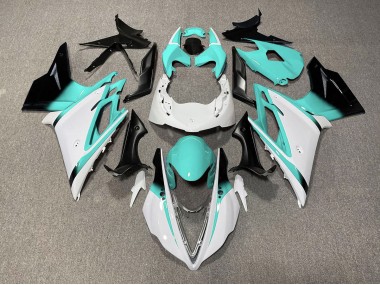Blanc Brillant & Bleu Sarcelle 13-16 Daytona 675 Carénage Moto