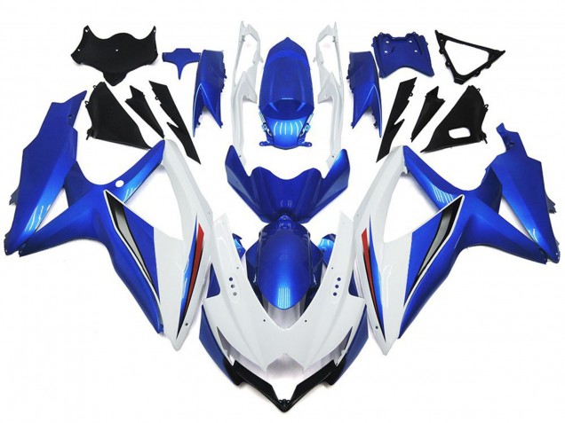 Blanc Brillant Brillant Avec Argent & Bleu 08-10 GSXR 600-750 Carénage Moto Blanc Brillant Brillant Avec Argent & Bleu 08-10 GSXR 600-750 Carénage Moto