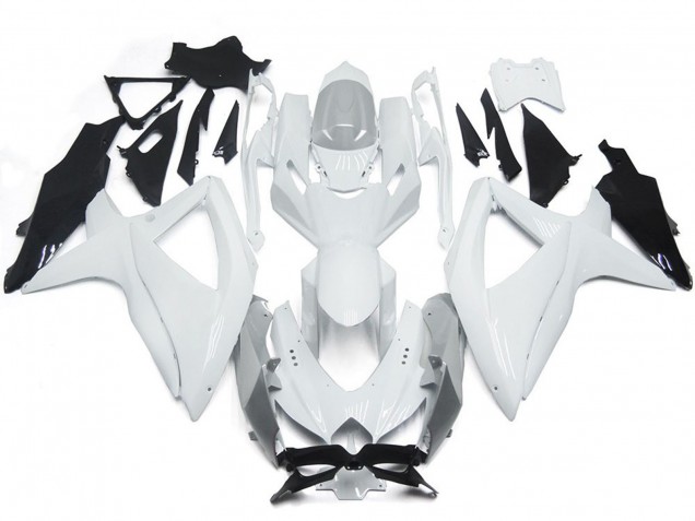 Blanc Brillant Brillant Avec De L'Argent 08-10 GSXR 600-750 Carénage Moto