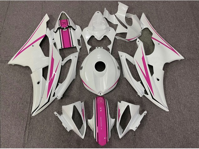 Blanc Brillant & Rose 08-16 R6 Carénage Moto Blanc Brillant & Rose 08-16 R6 Carénage Moto