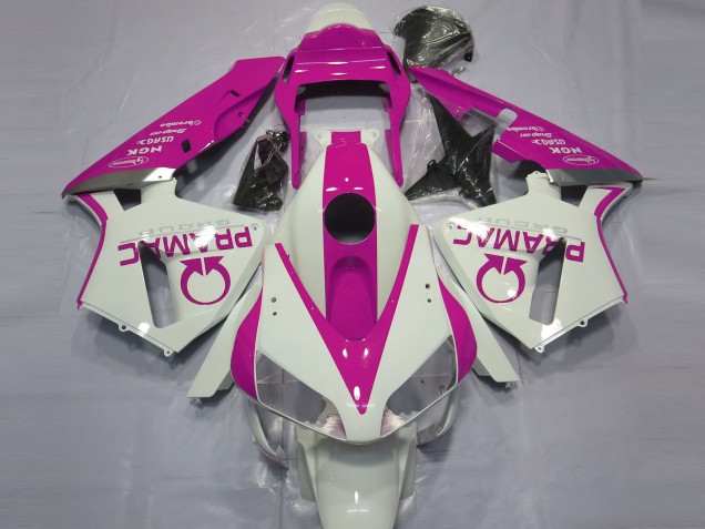 Blanc Brillant & Rose Pramac 03-04 CBR600RR Carénage Moto Blanc Brillant & Rose Pramac 03-04 CBR600RR Carénage Moto