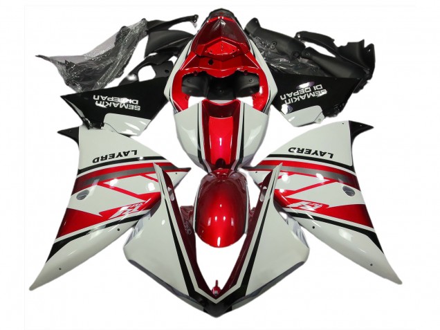 Blanc Brillant & Rouge 12-14 R1 Carénage Moto Blanc Brillant & Rouge 12-14 R1 Carénage Moto