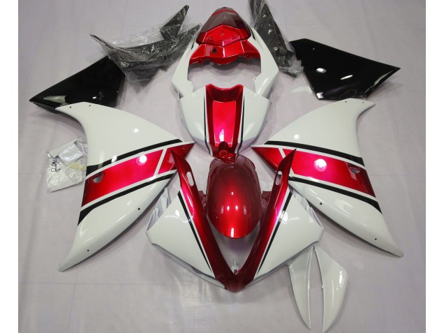 Blanc Brillant & Rouge Métallisé 09-11 R1 Carénage Moto Blanc Brillant & Rouge Métallisé 09-11 R1 Carénage Moto