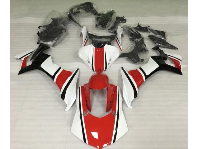 Blanc Brillant Rouge & Noir 15-19 R1 Carénage Moto Blanc Brillant Rouge & Noir 15-19 R1 Carénage Moto