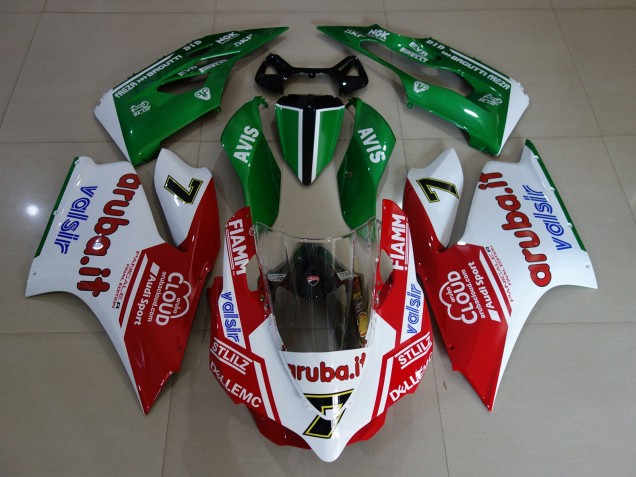 Blanc Brillant / Rouge / Vert 11-14 Ducati 1199 Carénage Moto Blanc Brillant / Rouge / Vert 11-14 Ducati 1199 Carénage Moto