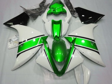 Blanc Brillant & Vert Métallisé 09-11 R1 Carénage Moto