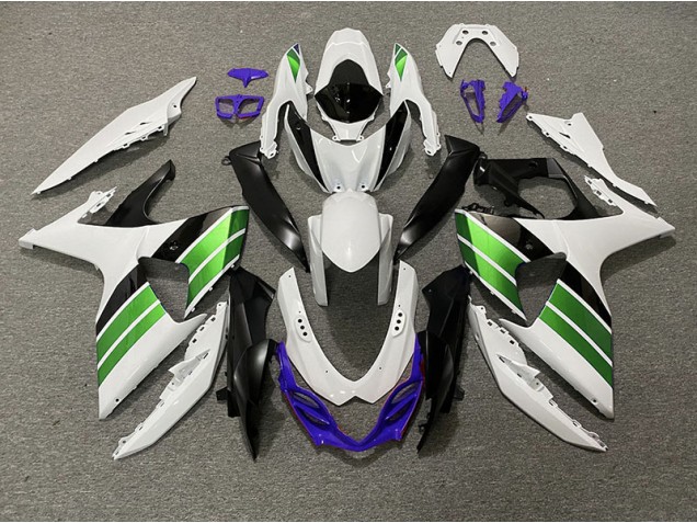 Blanc Brillant Vert Noir & Violet 09-16 GSXR 1000 Carénage Moto Blanc Brillant Vert Noir & Violet 09-16 GSXR 1000 Carénage Moto
