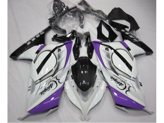 Blanc Brillant & Violet 13-18 Ninja 300 Carénage Moto Blanc Brillant & Violet 13-18 Ninja 300 Carénage Moto
