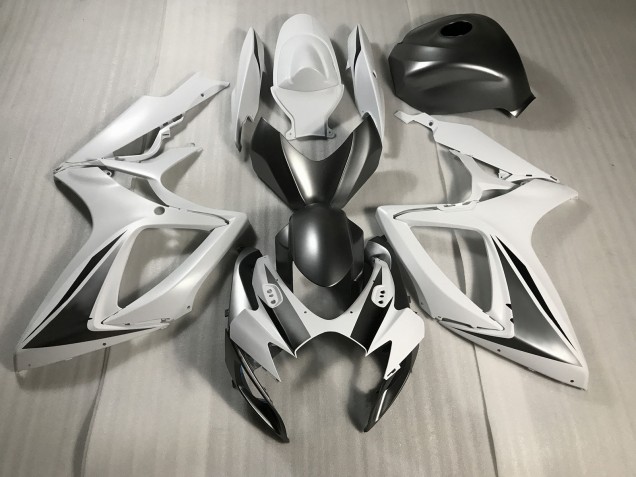 Blanc Mat & Gris 06-07 GSXR 600-750 Carénage Moto Blanc Mat & Gris 06-07 GSXR 600-750 Carénage Moto