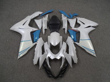 Blanc Nacré & Bleu Clair 11-24 GSXR 600-750 Carénage Moto
