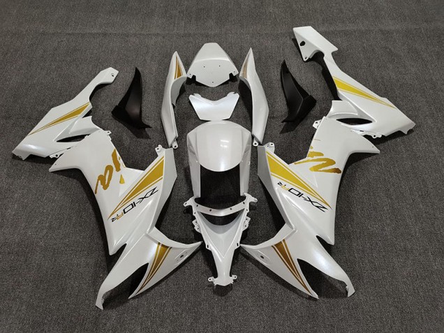 Blanc Nacré & Doré 08-10 ZX10R Carénage Moto Blanc Nacré & Doré 08-10 ZX10R Carénage Moto