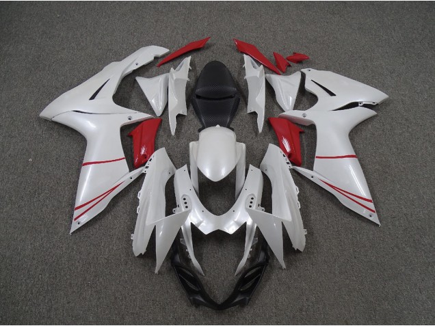 Blanc Nacré & Rouge 11-24 GSXR 600-750 Carénage Moto Blanc Nacré & Rouge 11-24 GSXR 600-750 Carénage Moto