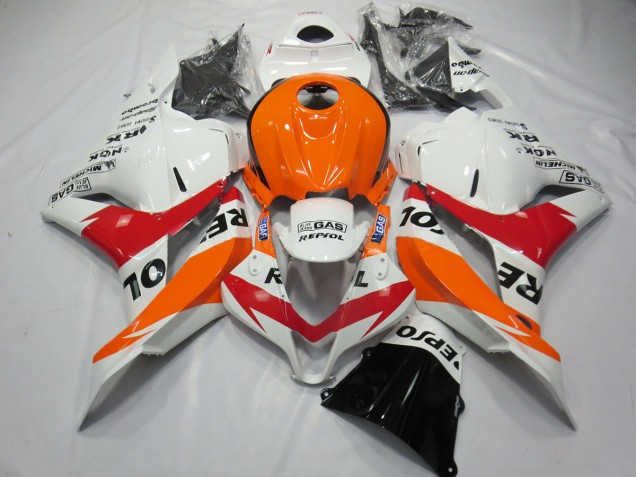 Blanc Rouge & Orange Repsol 09-12 CBR600RR Carénage Moto Blanc Rouge & Orange Repsol 09-12 CBR600RR Carénage Moto
