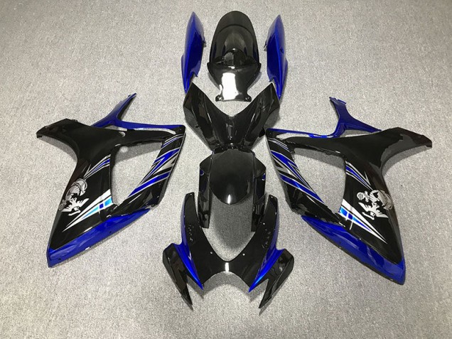 Bleu Brillant & Noir Personnalisé 06-07 GSXR 600-750 Carénage Moto Bleu Brillant & Noir Personnalisé 06-07 GSXR 600-750 Carénage Moto