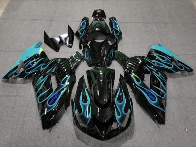 Bleu Clair Flamme 06-11 ZX14R Carénage Moto