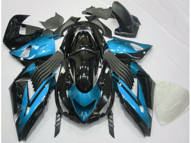 Bleu Clair & Noir Uni 06-11 ZX14R Carénage Moto Bleu Clair & Noir Uni 06-11 ZX14R Carénage Moto