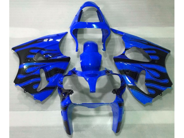 Bleu & Noir Flamme 00-02 ZX6R Carénage Moto Bleu & Noir Flamme 00-02 ZX6R Carénage Moto