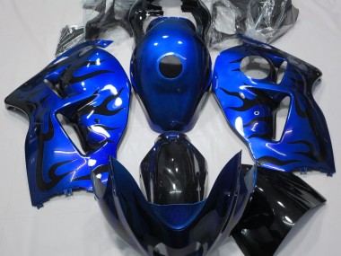 Bleu & Noir Flamme 97-07 GSXR 1300 Carénage Moto