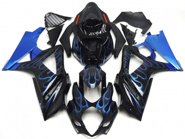 Bleu & Noir Personnalisés Flamme 07-08 GSXR 1000 Carénage Moto Bleu & Noir Personnalisés Flamme 07-08 GSXR 1000 Carénage Moto