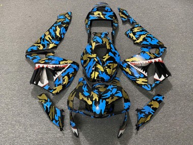 Bleu & Or Camo 03-04 CBR600RR Carénage Moto