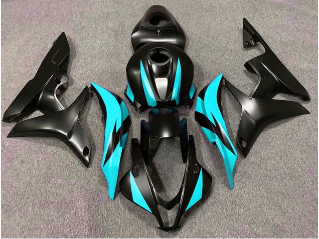 Conception Noir Mat & Cyan 07-08 CBR600RR Carénage Moto Conception Noir Mat & Cyan 07-08 CBR600RR Carénage Moto