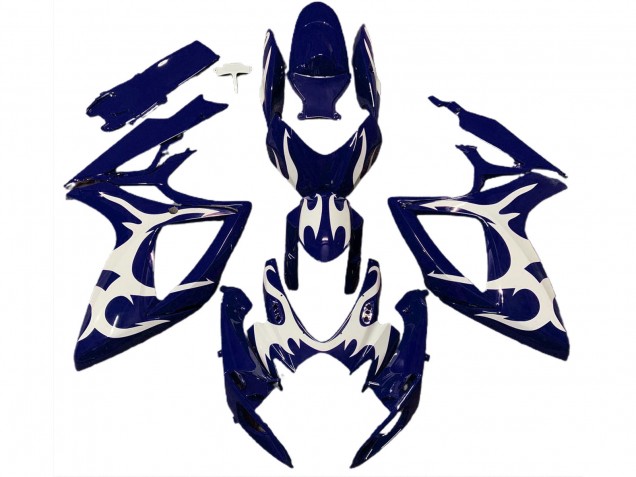 Design Bleu Foncé & Blanc 06-07 GSXR 600-750 Carénage Moto Design Bleu Foncé & Blanc 06-07 GSXR 600-750 Carénage Moto