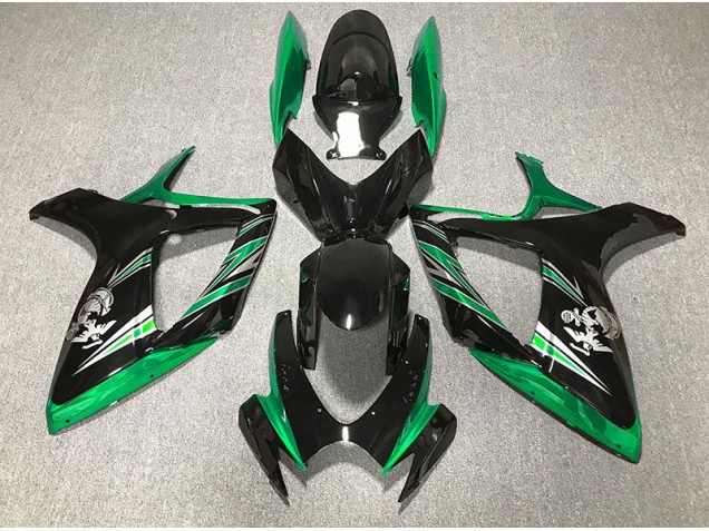 Design Vert Brillant & Noir 06-07 GSXR 600-750 Carénage Moto Design Vert Brillant & Noir 06-07 GSXR 600-750 Carénage Moto