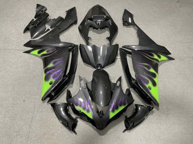 Fibre De Carbone Style Avec Des Flammes 07-08 R1 Carénage Moto