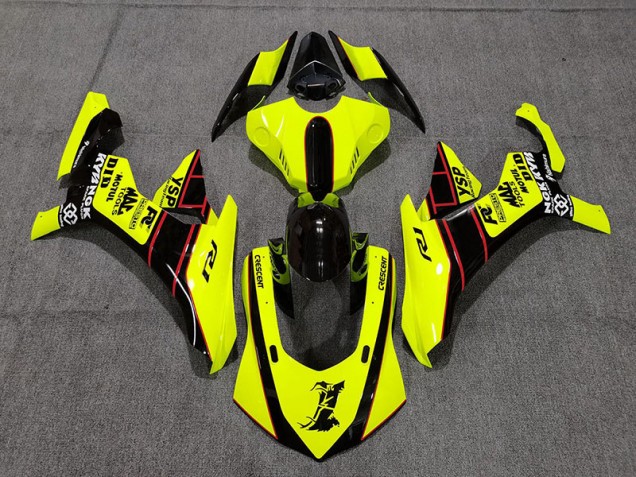 Floro Jaune & Noir 15-19 R1 Carénage Moto Floro Jaune & Noir 15-19 R1 Carénage Moto