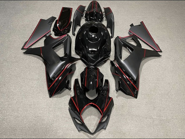 Garniture Noire & Rouge Mate & Brillante 07-08 GSXR 1000 Carénage Moto Garniture Noire & Rouge Mate & Brillante 07-08 GSXR 1000 Carénage Moto