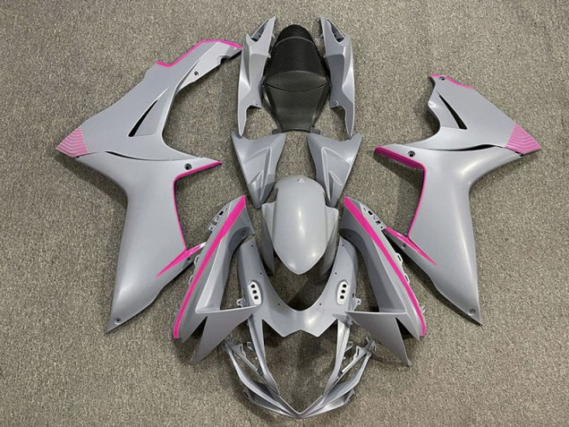Gris Nardo Mat & Accents Roses 11-24 GSXR 600-750 Carénage Moto Gris Nardo Mat & Accents Roses 11-24 GSXR 600-750 Carénage Moto