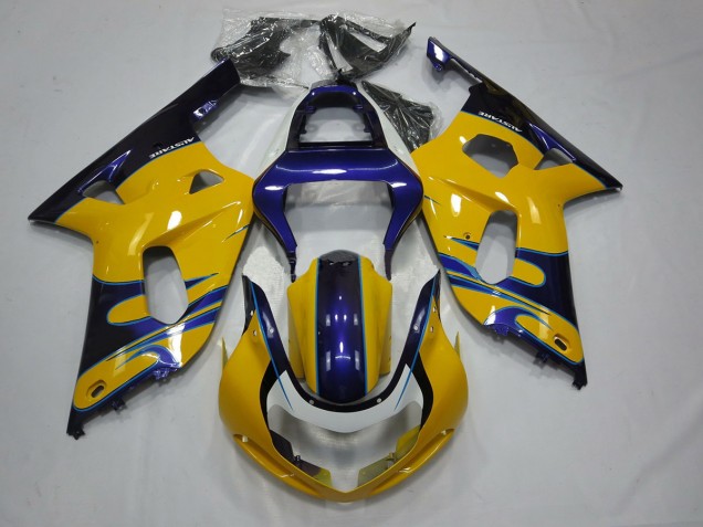 Jaune Bleu 01-03 GSXR 600-750 Carénage Moto Jaune Bleu 01-03 GSXR 600-750 Carénage Moto