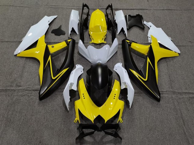Jaune Brillant & Blanc 08-10 GSXR 600-750 Carénage Moto Jaune Brillant & Blanc 08-10 GSXR 600-750 Carénage Moto