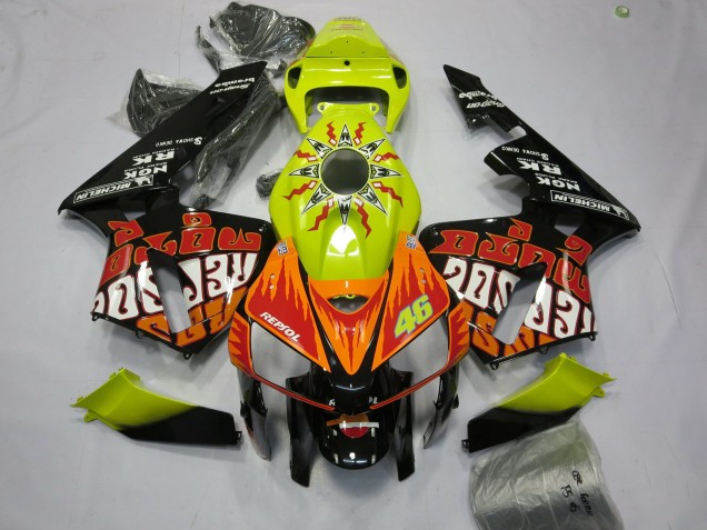 Jaune Vif Rossi 05-06 CBR600RR Carénage Moto Jaune Vif Rossi 05-06 CBR600RR Carénage Moto