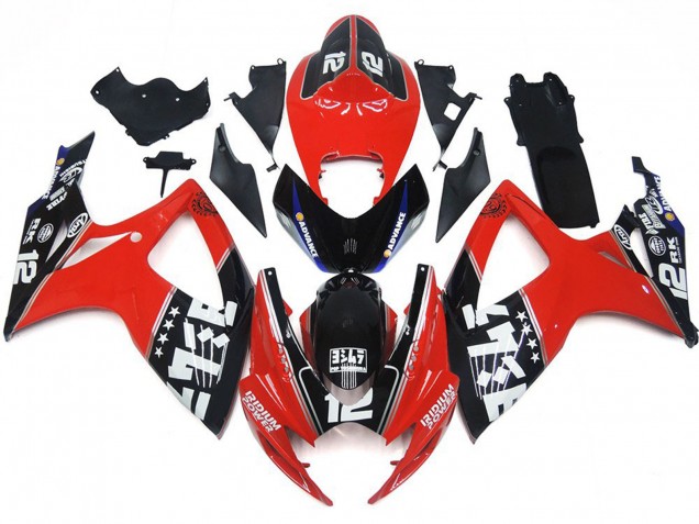 Logos Rouges & Noirs Personnalisés 06-07 GSXR 600-750 Carénage Moto