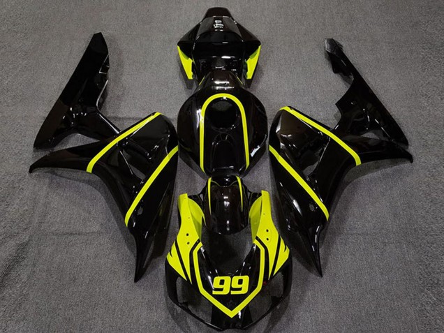 Carénage Moto Honda CBR1000RR 2006-2007 - Noir Brillant Haute Visibilité Jaune 99
